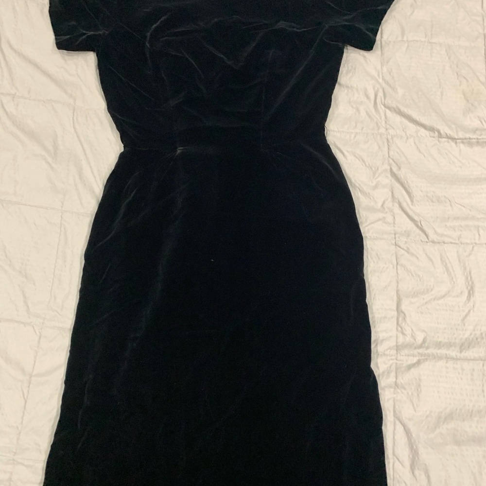 Vintage 1960s Lord & Taylor Black Cocktail Sheath Dress Sweetheart Neckline